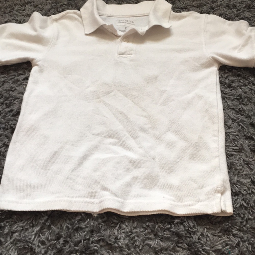 Girls plain white button polo